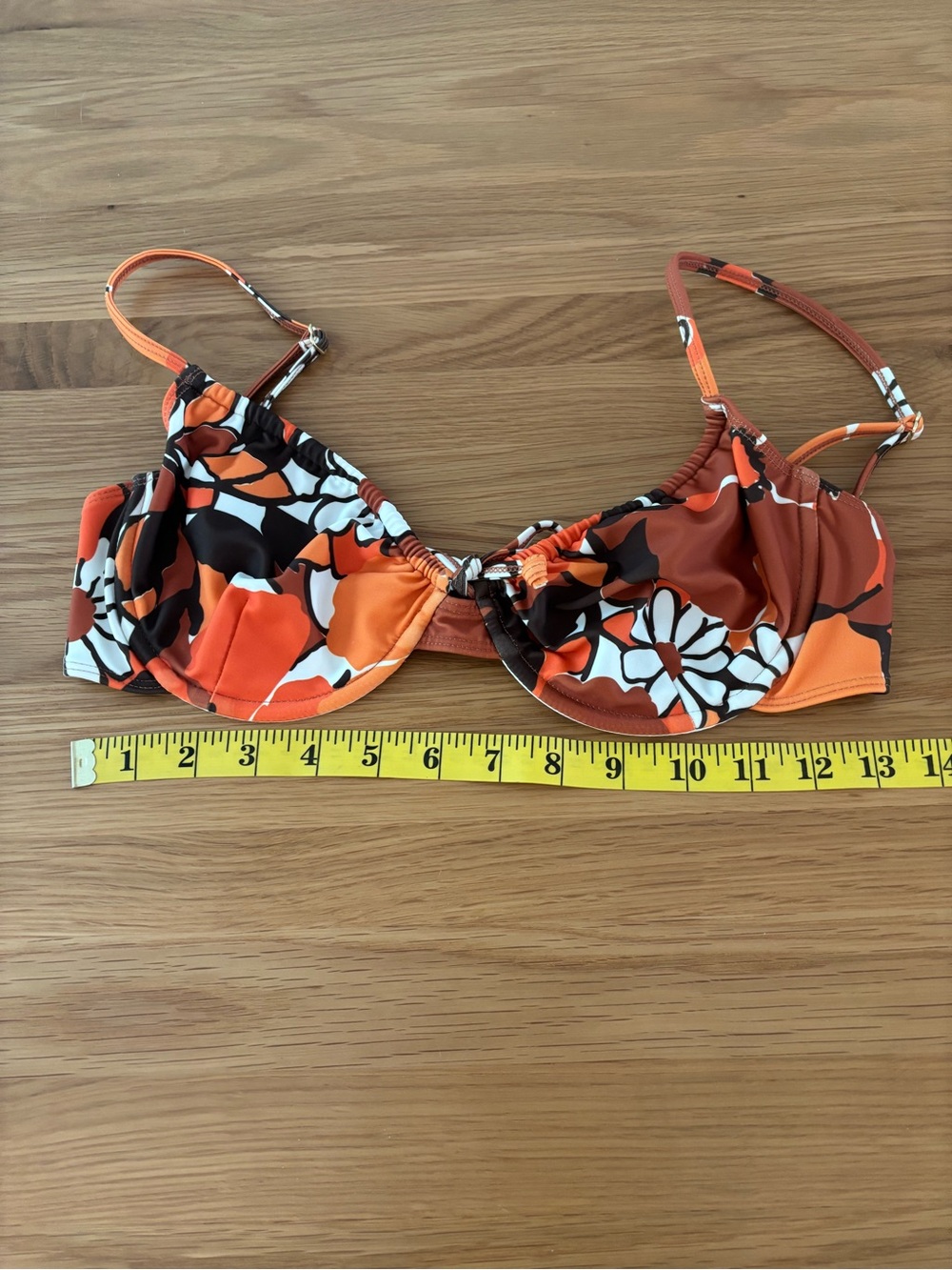 Faithfull the Brand Orange & White Strappy Bikini Top